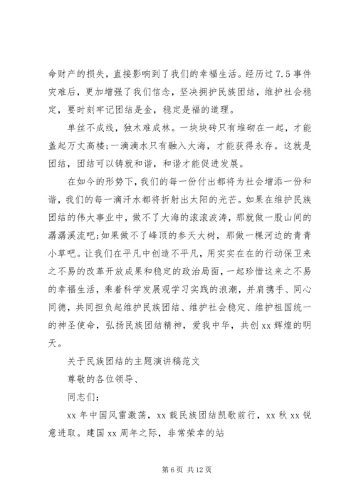 关于民族团结的主题演讲稿范文.docx