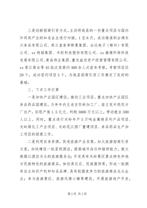 县政府招商引资工作情况汇报.docx