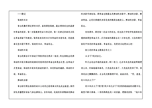 初三我的青春主题高分作文