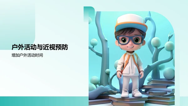 蓝色小清新防近视PPT模板