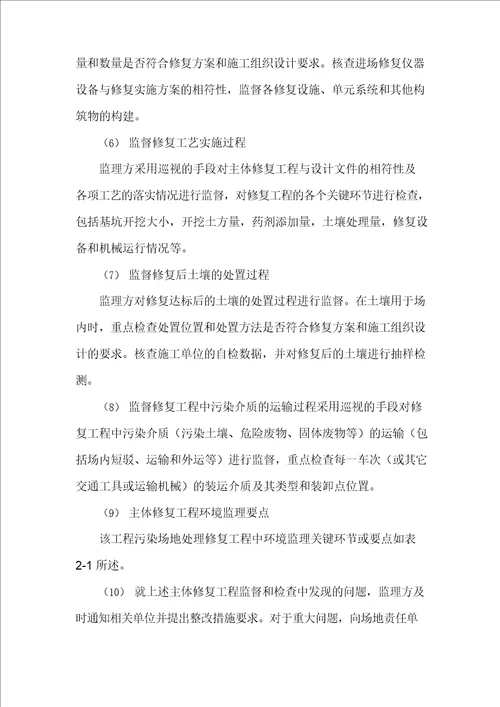 修复工程环境监理实施方案