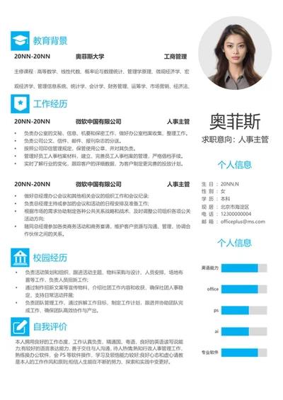 人事主管应聘简历word模板