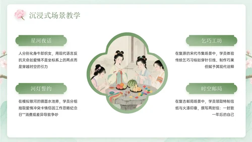 绿色中国风关于七夕传统爱情文化课程主题PPT模板