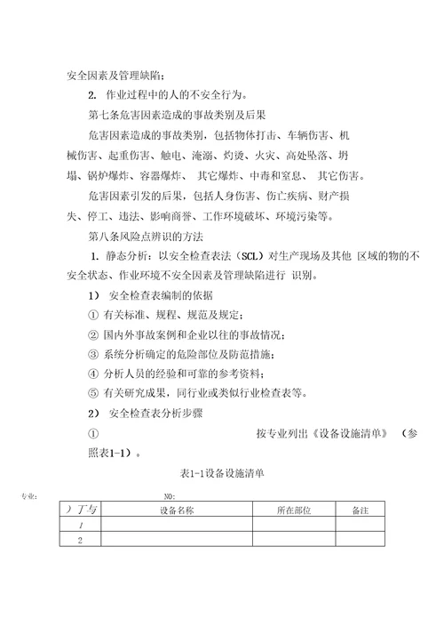 安全生产风险分级管控管理制度