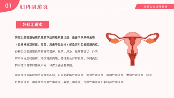红色温馨关注女性妇科健康妇科疾病知识讲座PPT