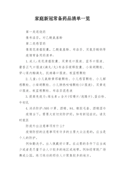 家庭新冠常备药品清单一览.docx