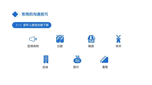 蓝色简约商务老年病人沟通技巧培训PPT课件