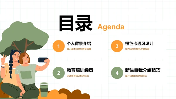 绿色简约风新生自我介绍PPT
