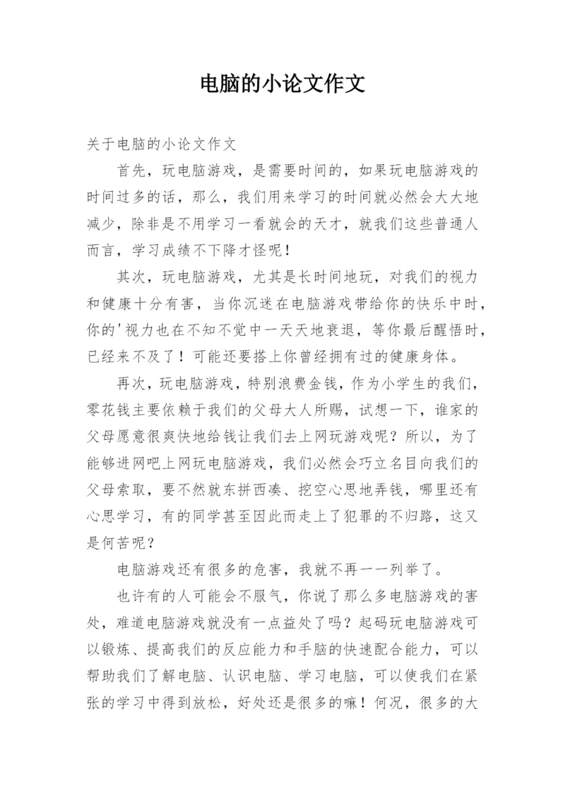 电脑的小论文作文.docx