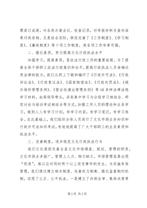 县文化局依法行政工作情况汇报.docx