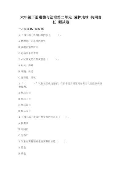 六年级下册道德与法治第二单元 爱护地球 共同责任 测试卷含答案【典型题】.docx