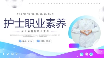 蓝色紫色商务实拍形状护士职业素养培训PPT课件