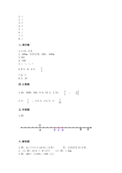 六年级下册数学期末测试卷精品带答案.docx