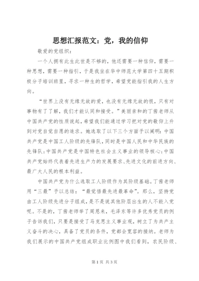 思想汇报范文：党，我的信仰.docx