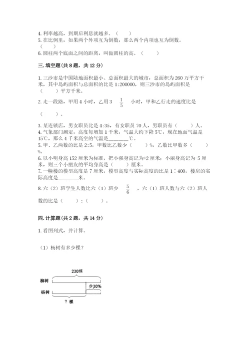 田阳县六年级下册数学期末测试卷附精品答案.docx