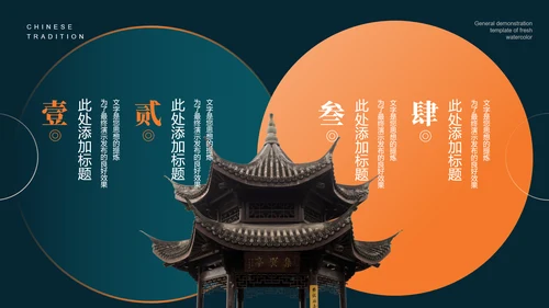 橙绿色中国风通用PPT演示模板