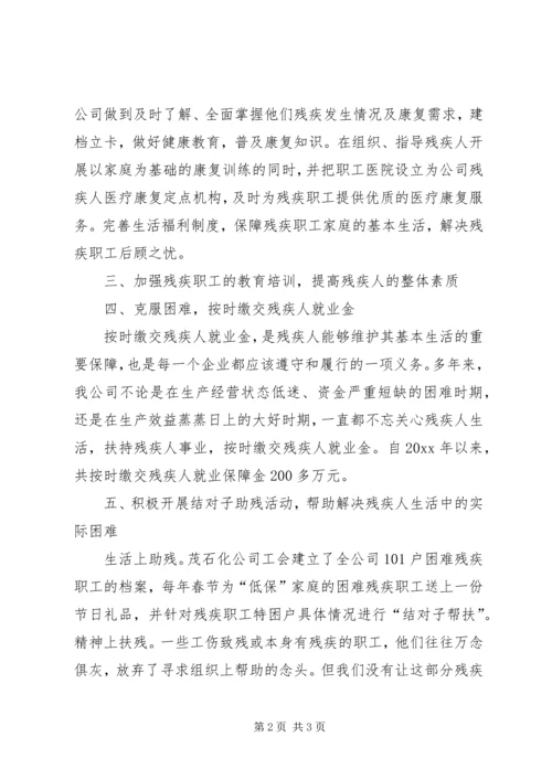 企业公司残疾人工作总结总结.docx