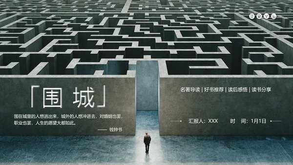 《围城》读书名著导读走迷宫ppt模板