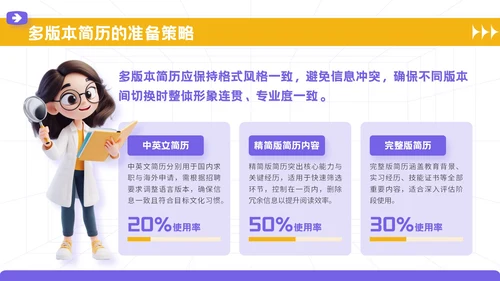 紫色3D立体风大学生个人简历模板