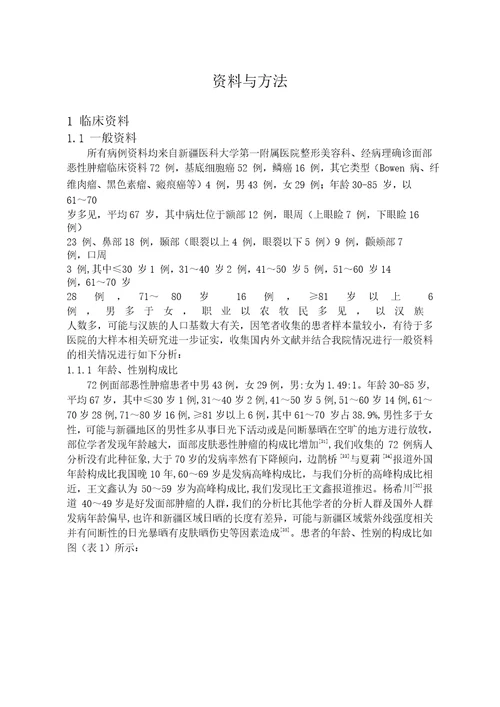 面部皮肤恶性肿瘤综合治疗分析外科学整形外科学专业毕业论文