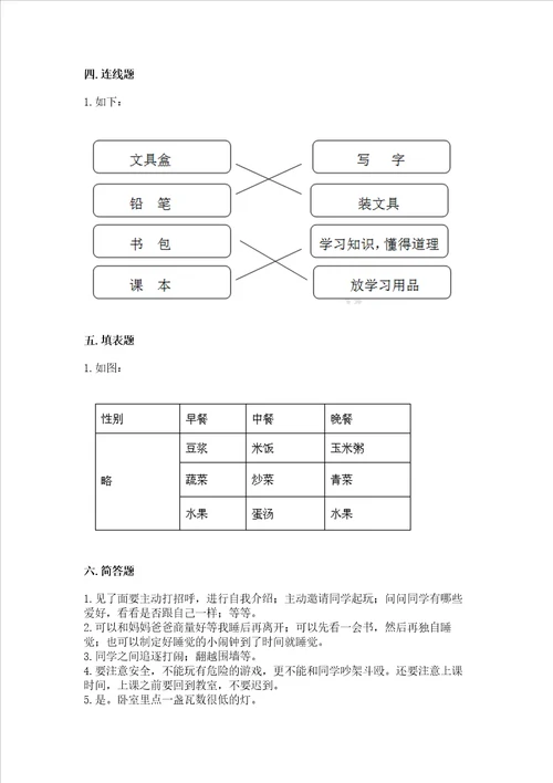 部编版一年级上册道德与法治期末测试卷及精品答案