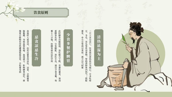 绿色清新中国风三伏天养生中医理疗知识讲座PPT模板