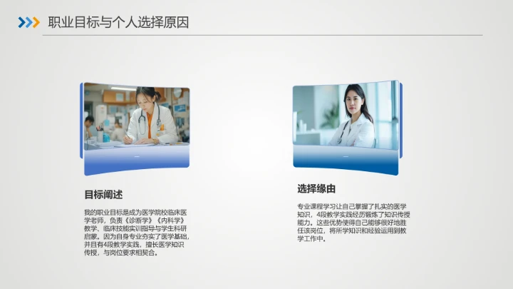 蓝色商务临床医学专业大学生求职个人能力综合展示职业生涯规划PPT模版