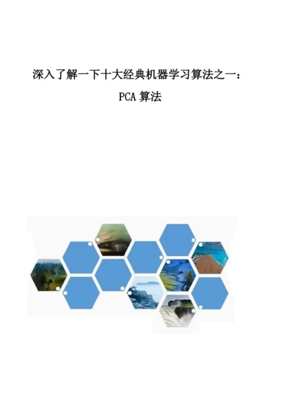 深入了解一下十大经典机器学习算法之一：PCA算法.docx