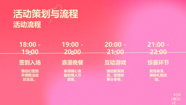 粉色简约线条情人节活动策划方案PPT模板