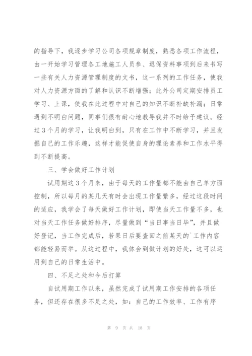 人力资源试用期工作总结怎么写.docx