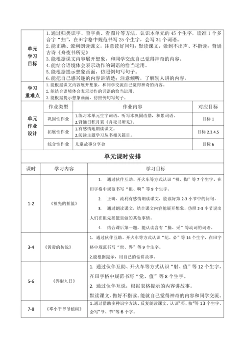 统编版语文二下第八单元整体备课设计