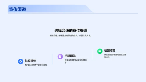 蓝色创意招聘攻略吸引人才PPT模板