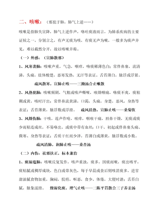 中医内科学笔记总结必背共54页