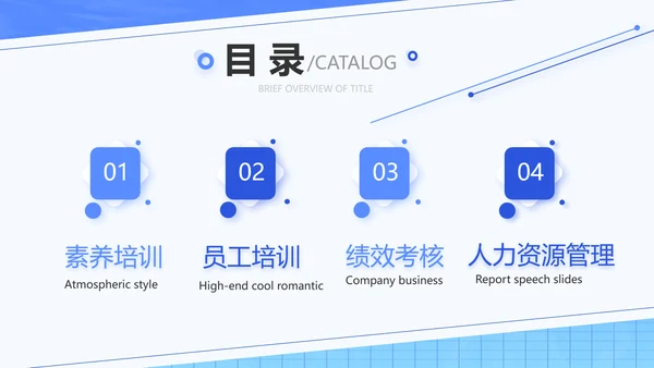 蓝色创意员工入职培训动态PPT模板