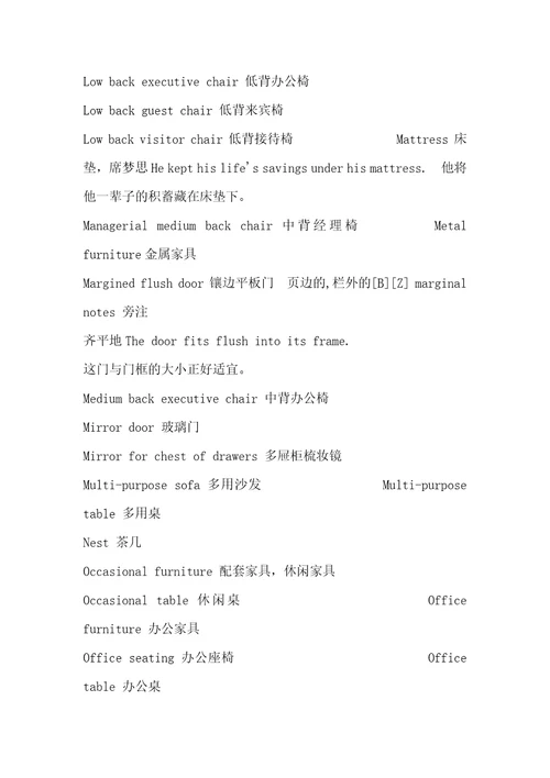 家具行业英语整理