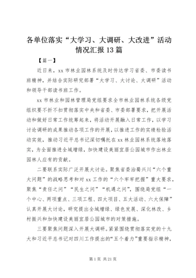 各单位落实“大学习、大调研、大改进”活动情况汇报13篇 (2).docx