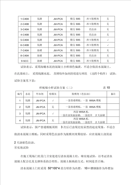 清水混凝土专项施工方案