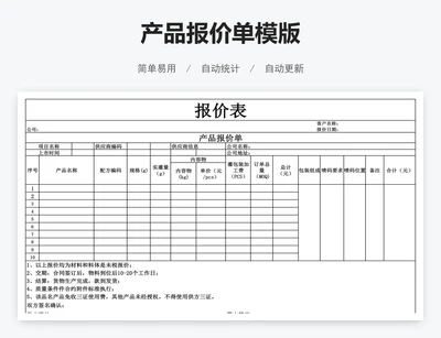 产品报价单模版