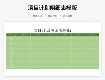 项目计划明细表模版