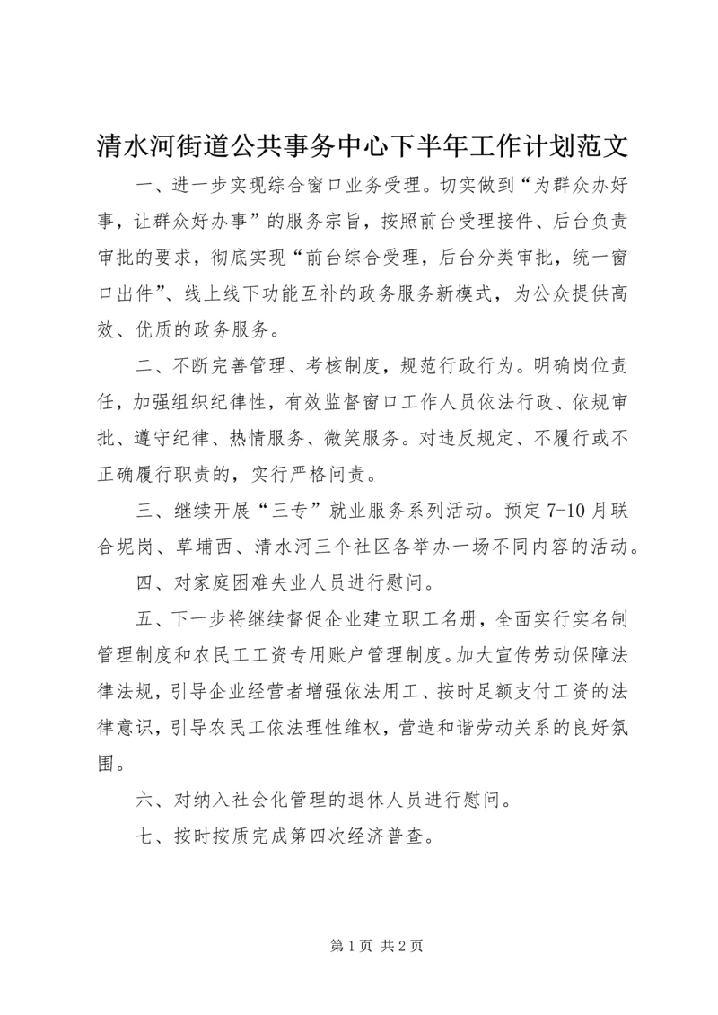 清水河街道公共事务中心下半年工作计划范文.docx