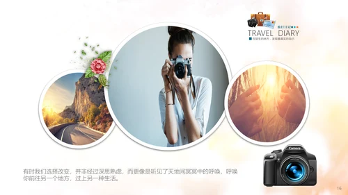 旅行日记旅游相册通用PPT模板