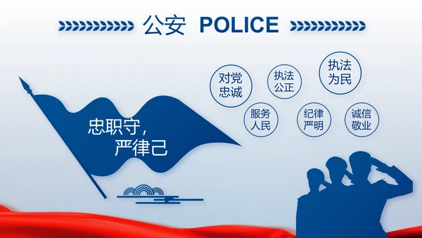 蓝色大气公安人民警察动态PPT