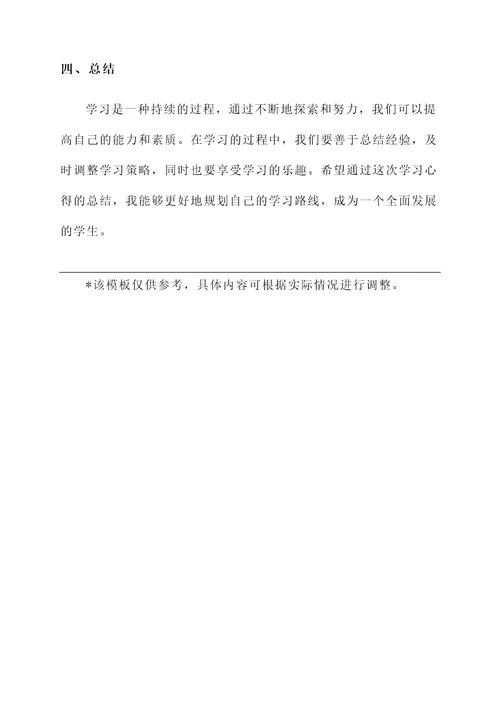 班级学习心得模板