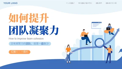 蓝橙色简约风如何提升团队凝聚力员工培训PPT模版效率