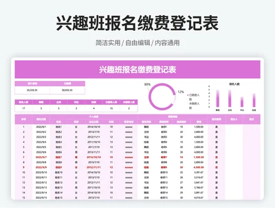 报名缴费登记表