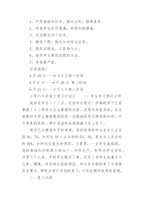 小学六年级语文复习计划.docx