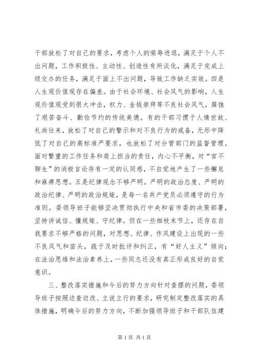 委领导班子XX年民主生活会个人对照检查材料.docx