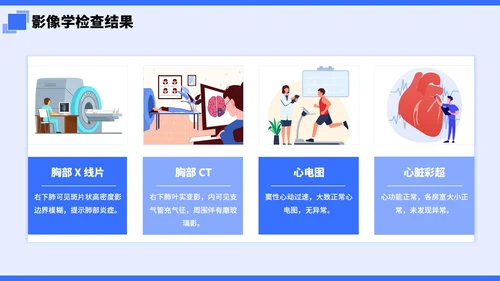蓝色简约插画风社区病例分析PPT模板