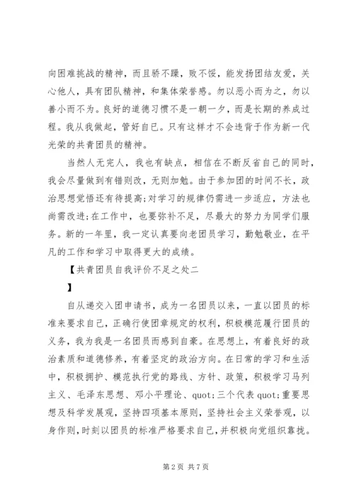 共青团员自我评价不足之处.docx