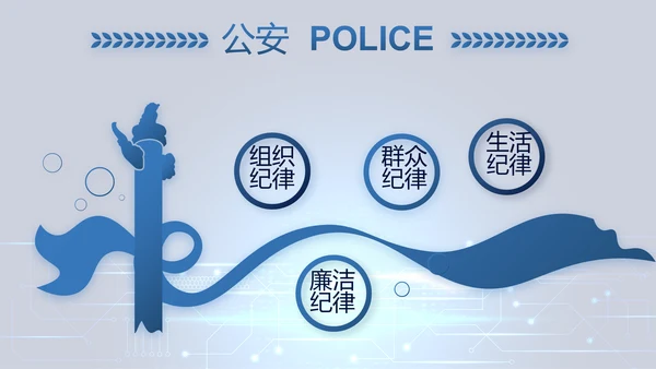 蓝色大气公安警察派出所出警动态PPT模板